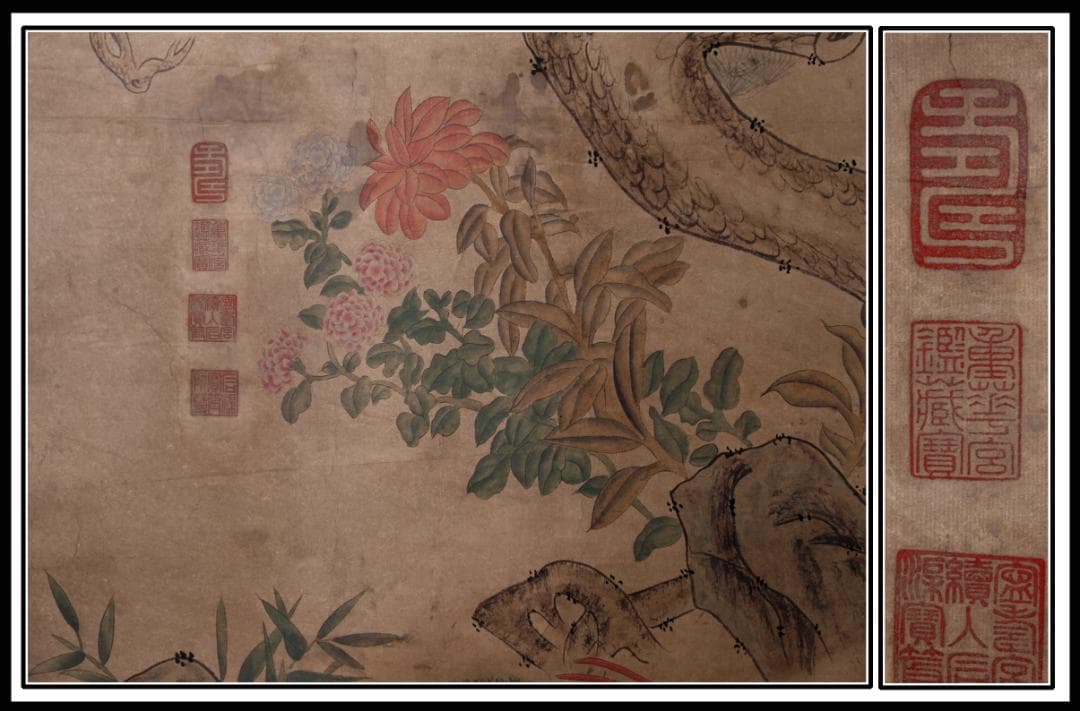 骨董掛け軸】花鳥図 中国顾闵中 肉筆掛け軸 唐物唐本 AK610A12-2