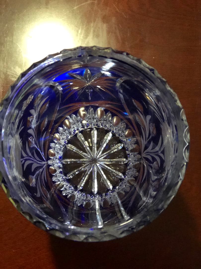 DRESDEN KRISTALL ドイツ製 花瓶 ドレスデンクリスタル ブルー 色被