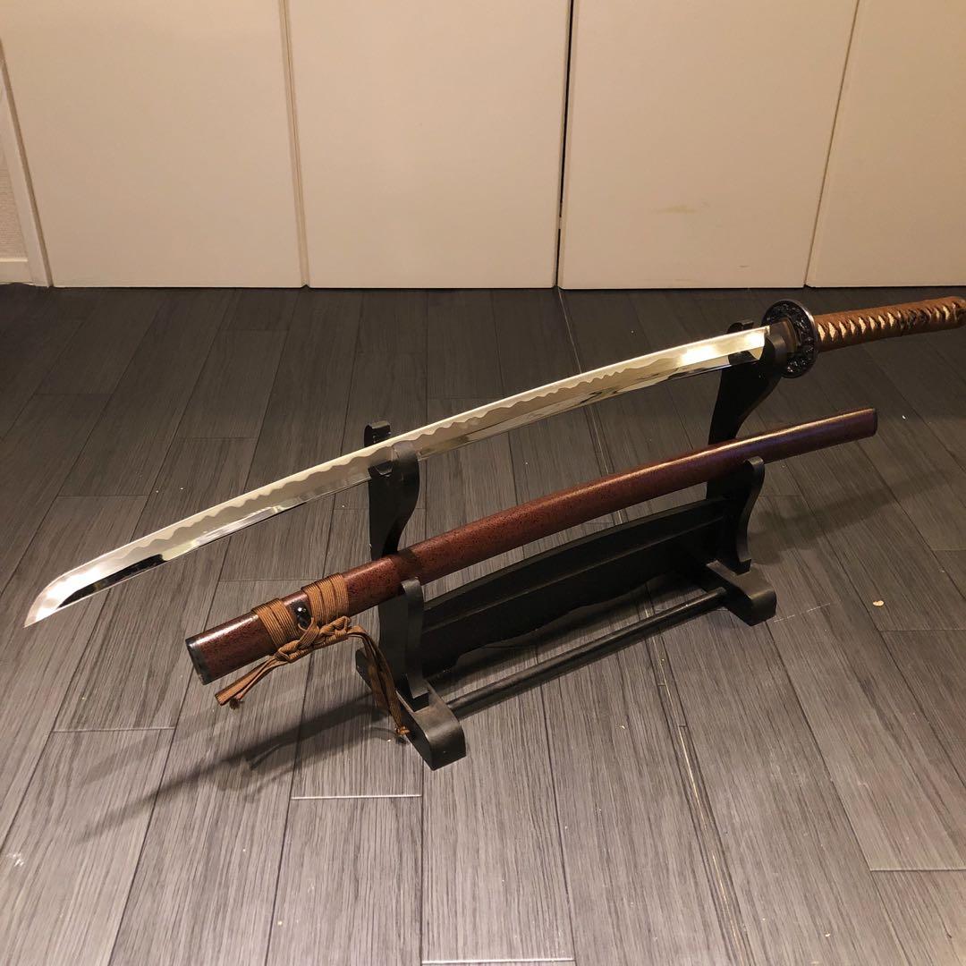 高級模造刀　高級居合刀　太刀　　本研波刃　亜鉛合金　茶拵え