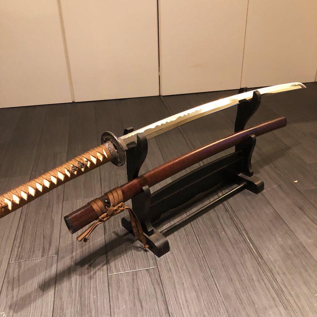 高級模造刀　高級居合刀　太刀　　本研波刃　亜鉛合金　茶拵え