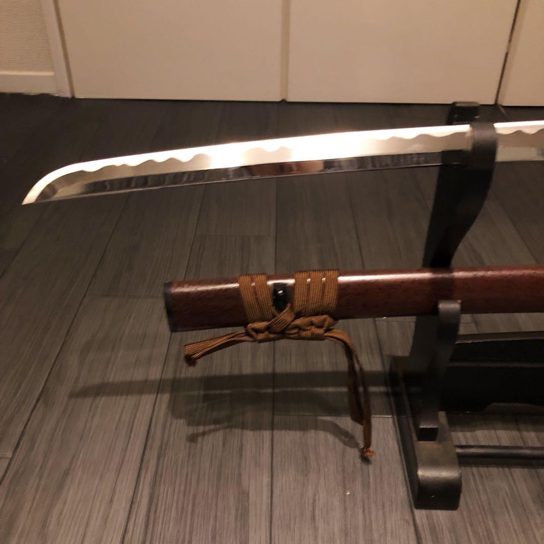 高級模造刀　高級居合刀　太刀　　本研波刃　亜鉛合金　茶拵え