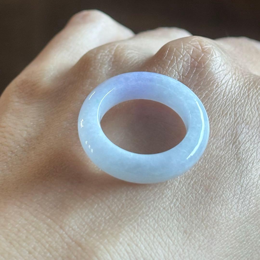 ミャンマー産 天然本翡翠（A貨） ラベンダー色 14号　くり抜きリング