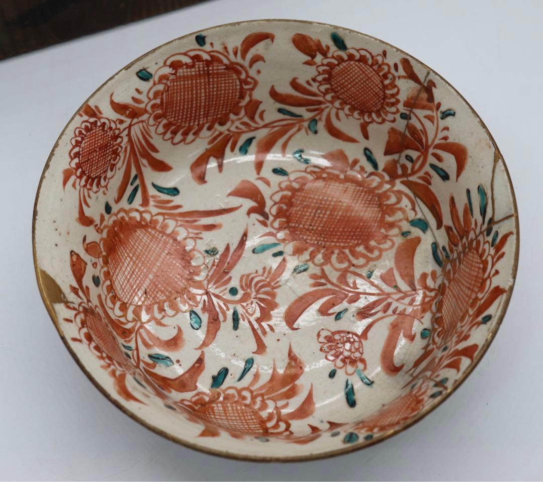 中国　明時代　紅釉大鉢　木箱入　送料込み0521