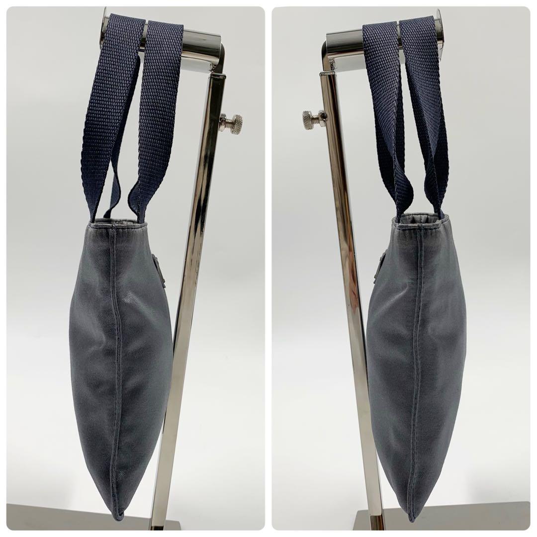 【✨極美品✨】プラダ ミニハンドバッグ 三角ロゴ ナイロン メタリックブルー