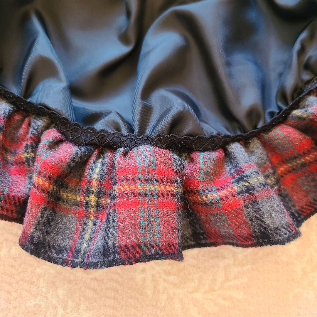 犬服 プルジャム イングランドウールタータンチェック コートワンピース