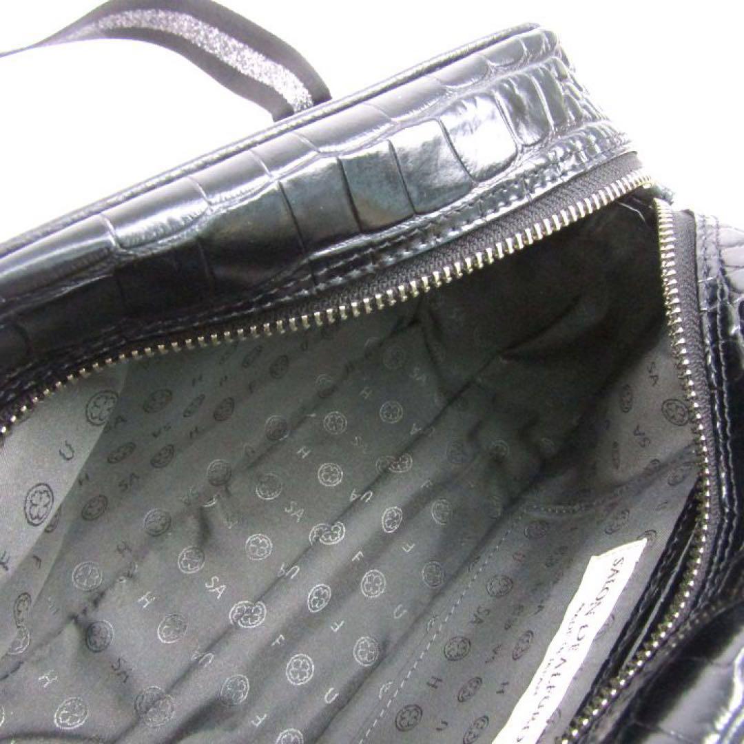 美品✨ サロンドアルファード クロコダイル型押し レザーショルダーバッグ 黒