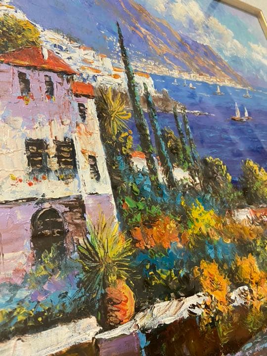 J.クールベ【地中海の眺め】油絵 油彩 J.クールベ【地中海の眺め】油絵油彩