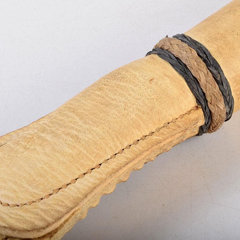 馬具 装飾品 中国 チベット 本皮製 古銅持ち手 鞭 C 9317