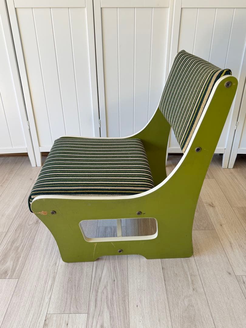 ①ソファ椅子 昭和レトロポップ ソファ テーブル セット グリーンストライプ