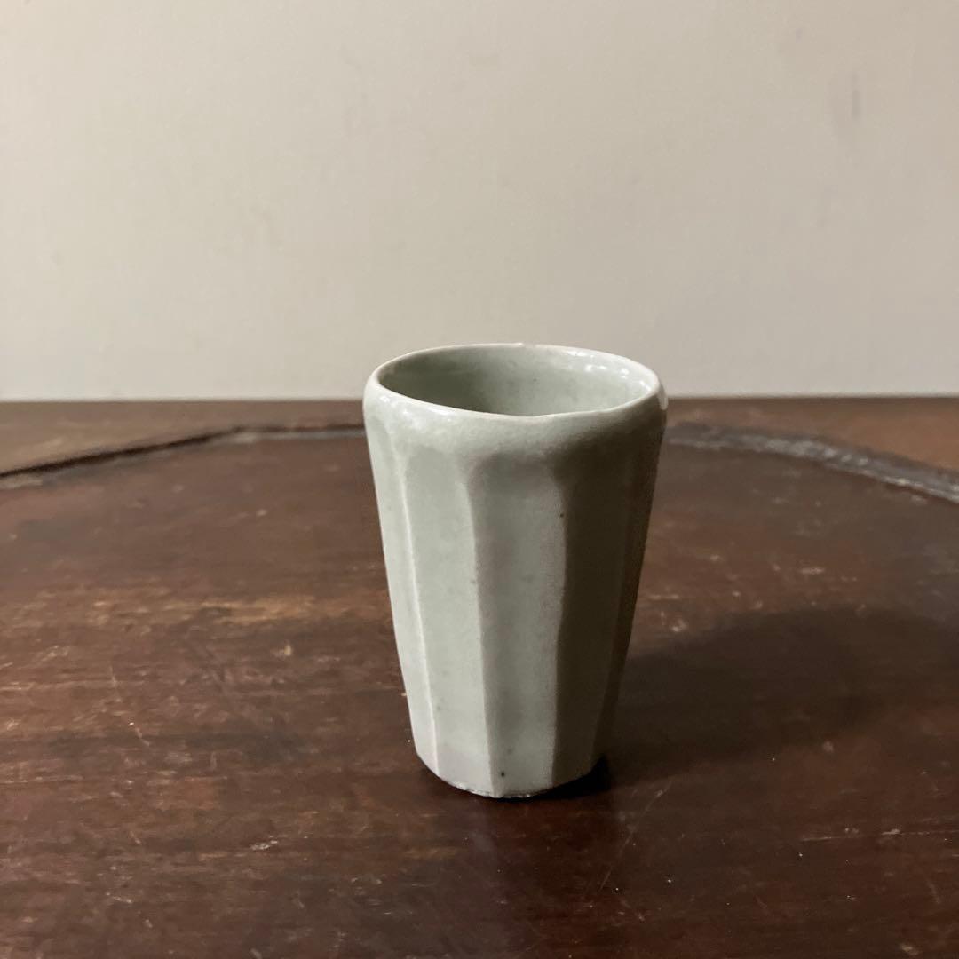 李朝面取筒盃　酒器　白磁　秦秀雄　浅川伯教　韓国アンティーク　朝鮮骨董　徳利