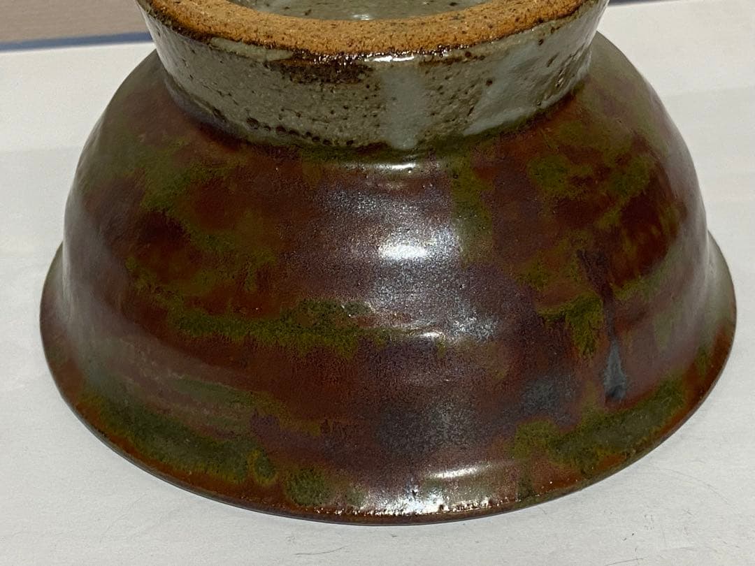 ♢民藝 益子焼 濱田庄司 柿釉 台鉢碗 酒器 昭和時代