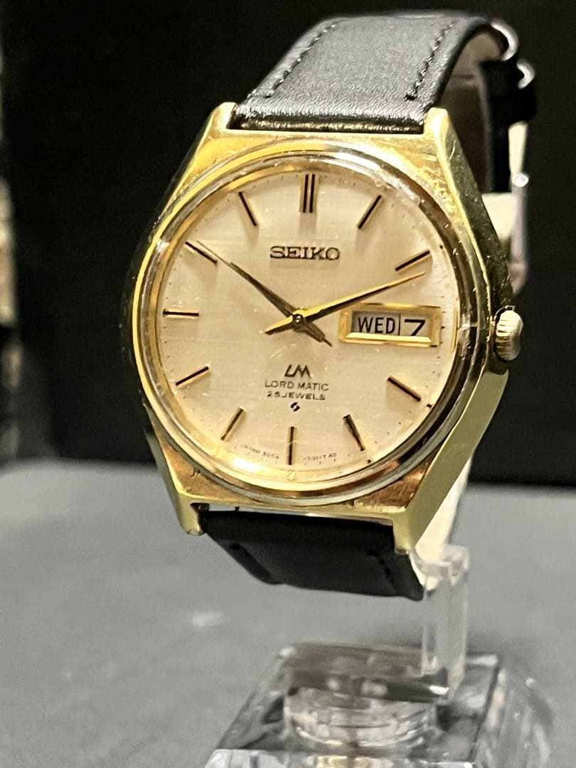 ★美品！バフ掛仕上げ！セイコーロードマチック自動巻ゴールドメンズ腕時計動作良好