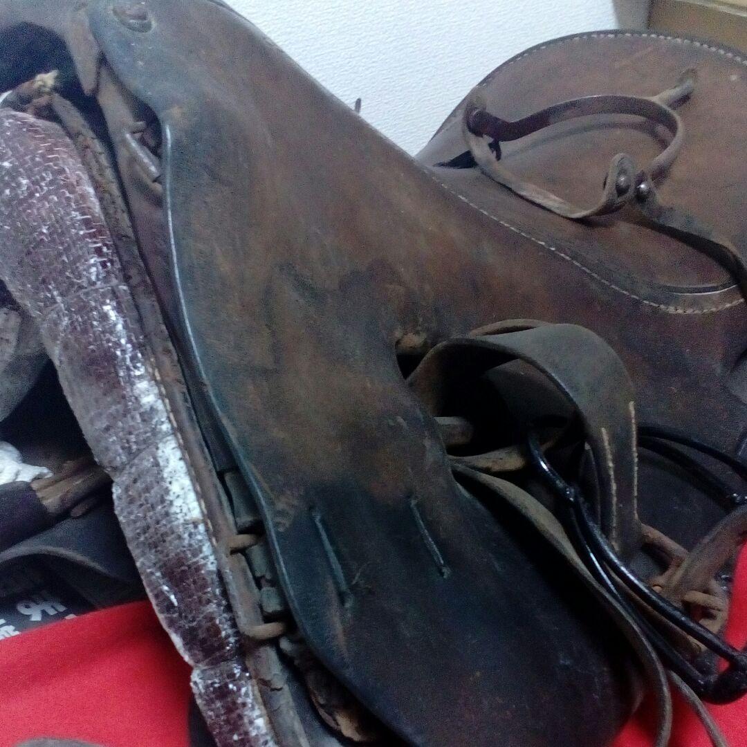 旧日本陸軍将校軍馬用鞍戦前後時代レザーアンティーク63センチ馬具当時