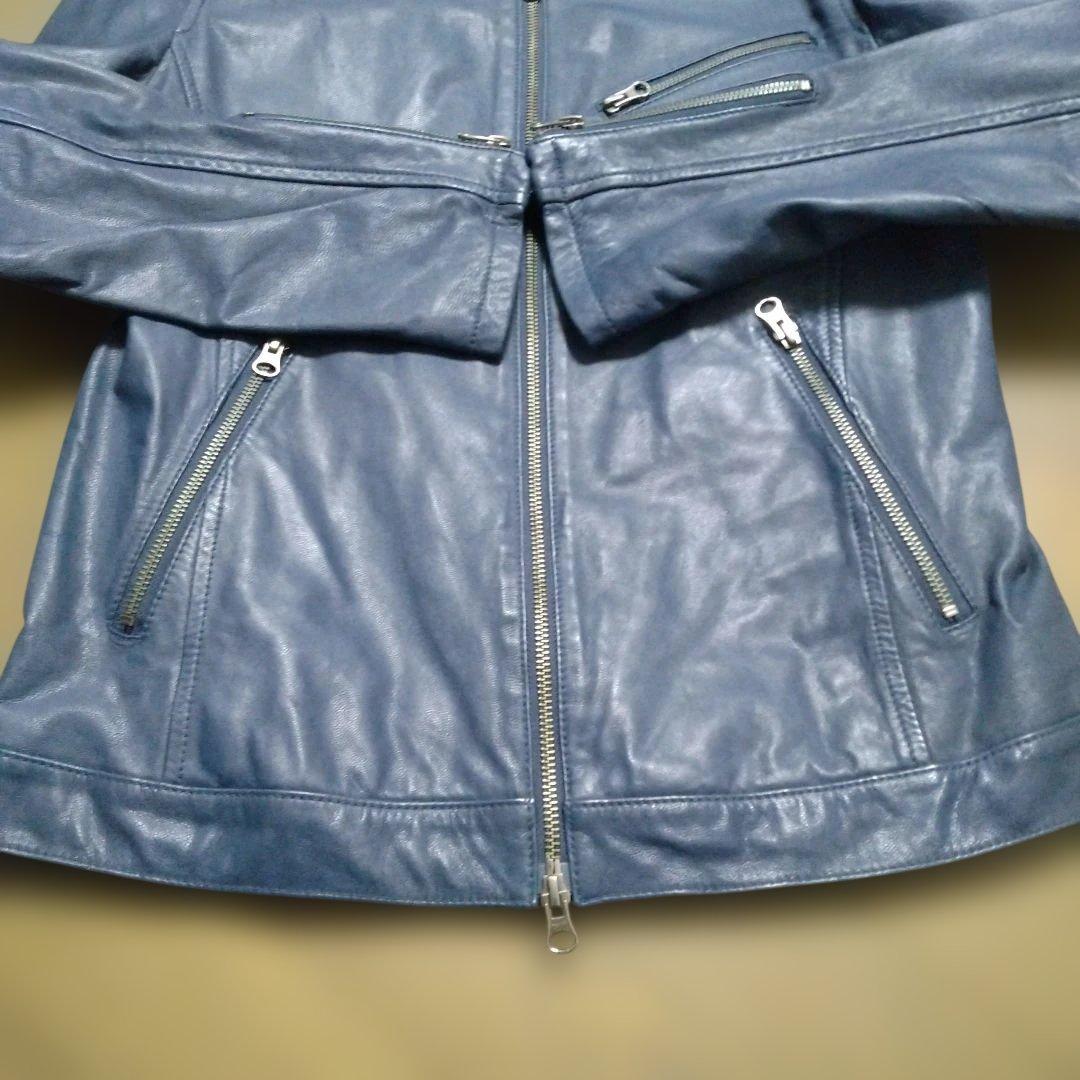 BLUE TORNADO レザージャケット 山羊革 ネイビー Lサイズ - メルカリ