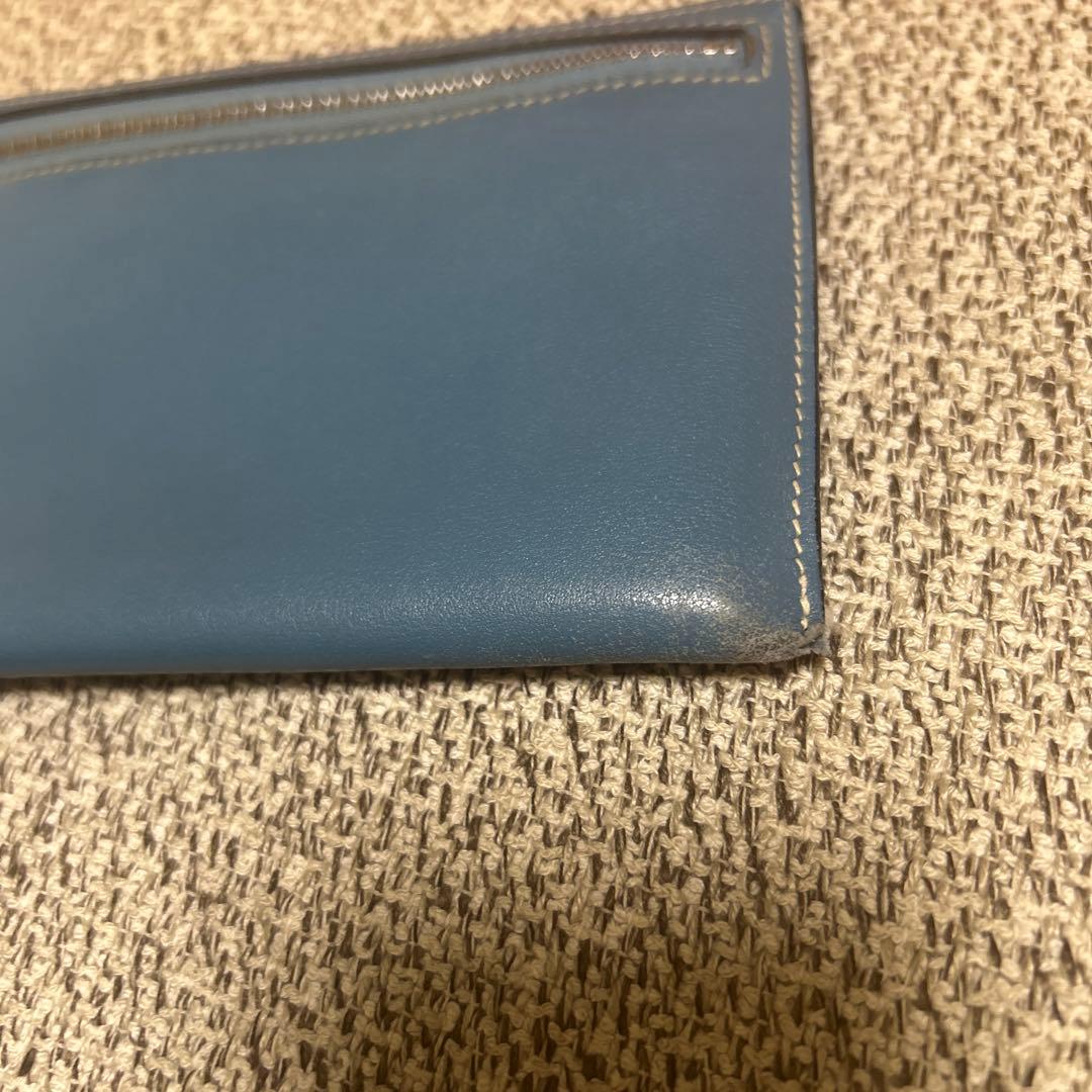 HERMS エルメス ジップザップ ポーチ ペンケース ブルージーン レザー