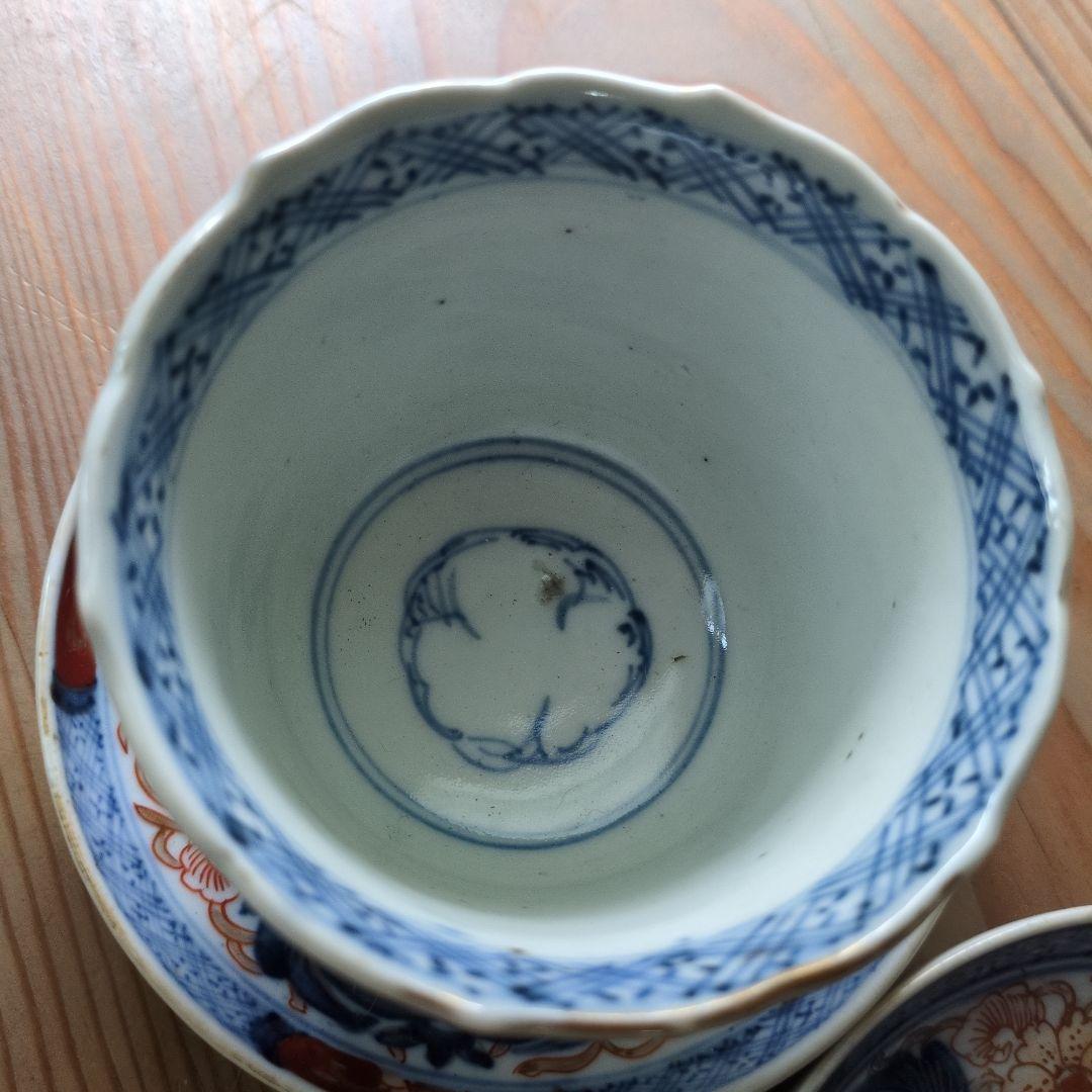 古伊万里　富喜長春蕎麦猪口と小皿　アンティーク