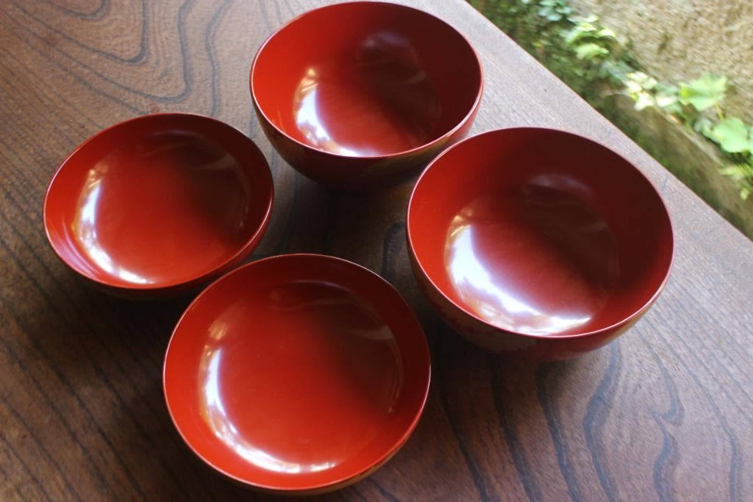 時代逸品！上質朱漆に極上鳳凰沈金蒔絵の映える大椀2点（検輪島塗雑煮椀煮物椀