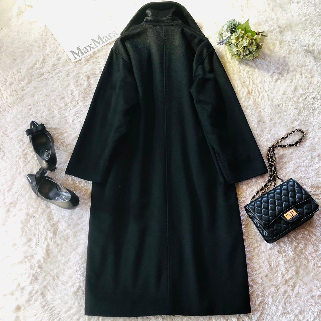 極美品✨マックスマーラ ロングコート カシミヤ100% 女優襟 ブラック