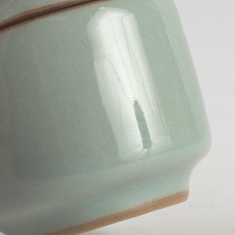 茶道具　諏訪蘇山作　青磁　桃　香合　堀内宗完（兼中斎）極め箱　V　9696