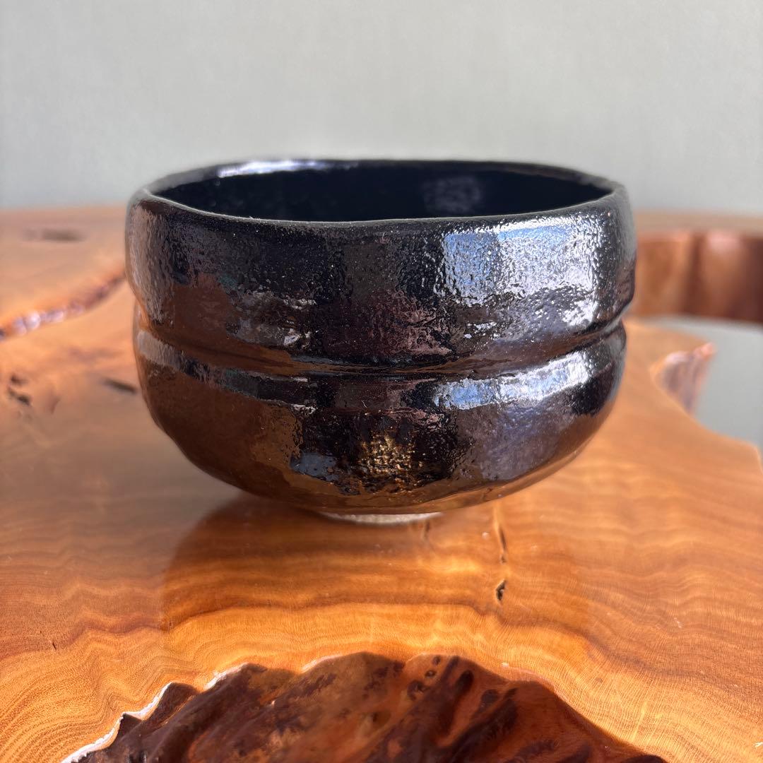 楽焼 佐々木松楽 黒楽茶碗 全大徳寺 抹茶碗 茶道具 共箱(437Bd)