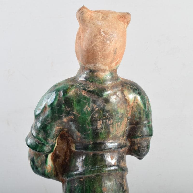 中国 三彩 兵馬俑 人物俑 陶人形 人物像 武人像 C 8846 上海 香港