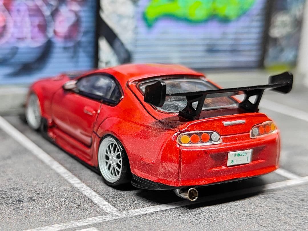 トミカ改造 トヨタ 80スープラ フルエアロ 織戸仕様 深リムホットウィール