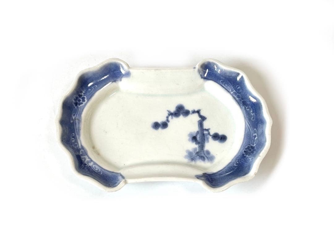 骨董　アンティーク　古伊万里　染付　竹図　変形皿　分銅形　大明年製銘 骨董 アンティーク 古伊万里 染付 竹図 変形皿 分銅形 大明年製銘