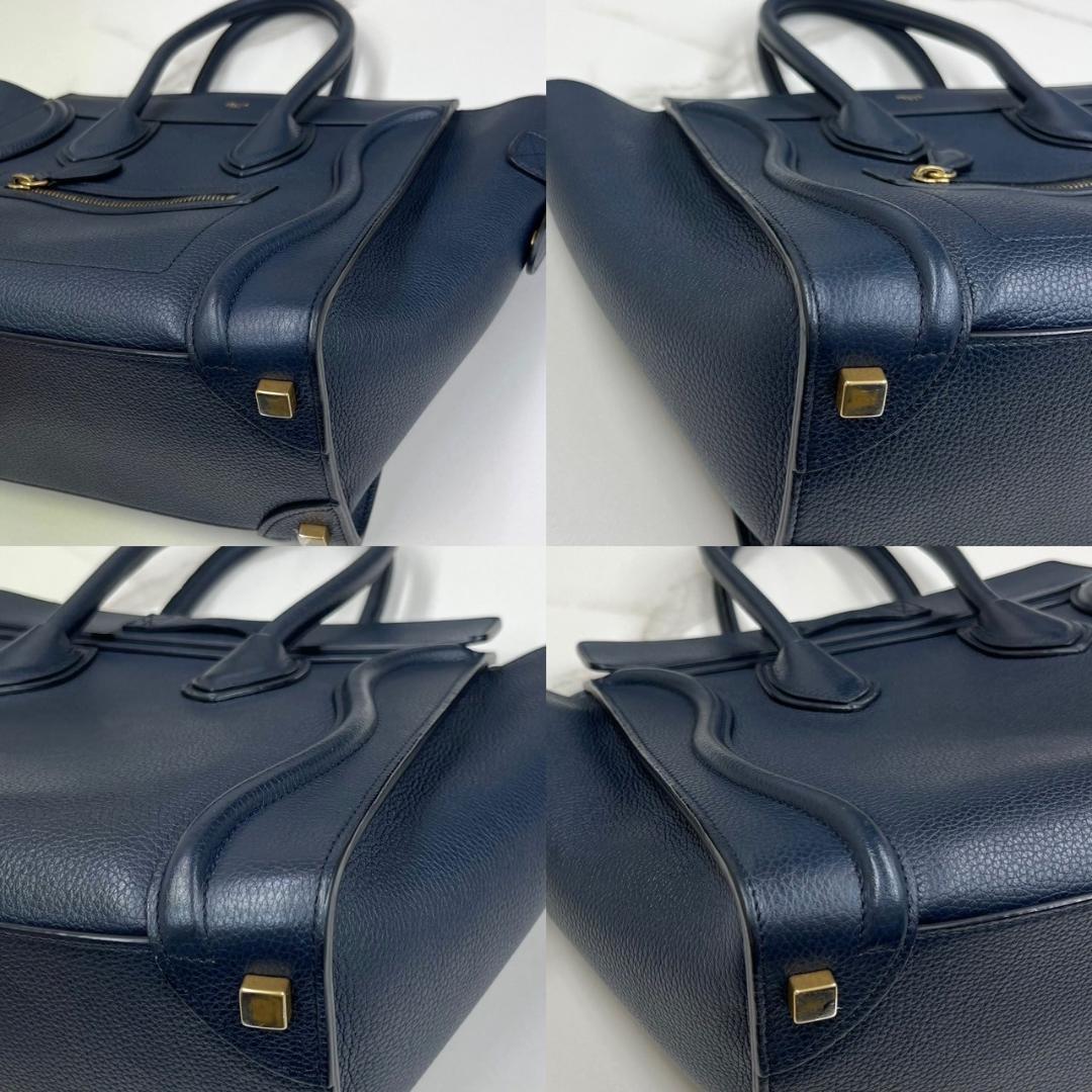 セリーヌ　ラゲージ　マイクロ　レザー　ネイビー　ハンドバッグ　2019年