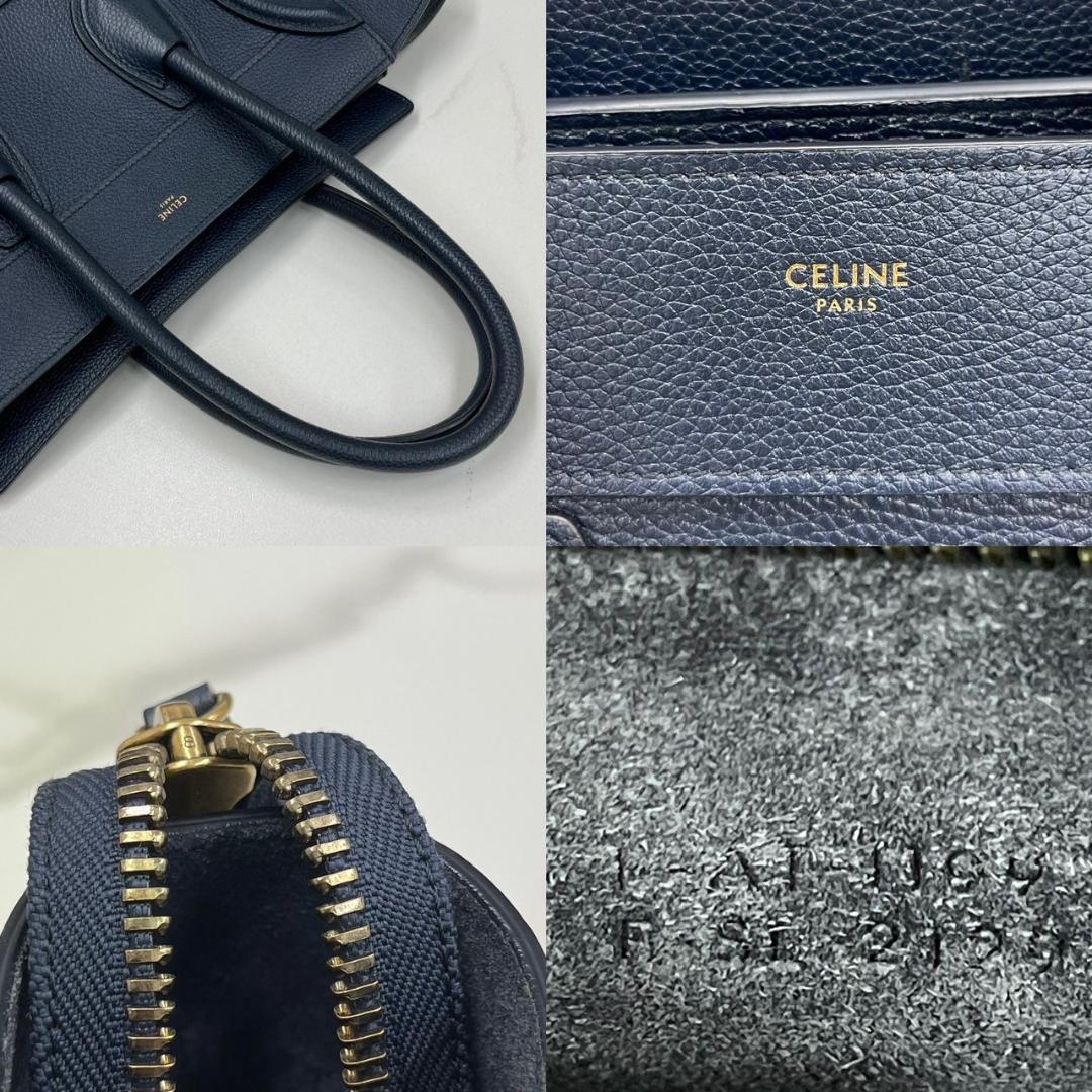 セリーヌ　ラゲージ　マイクロ　レザー　ネイビー　ハンドバッグ　2019年