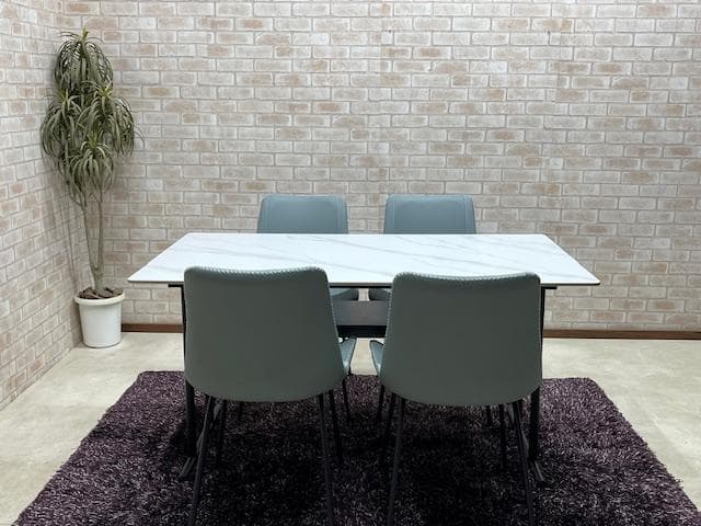 ダイニングテーブルセット　セラミック　４人掛け　WH / LBL　新品