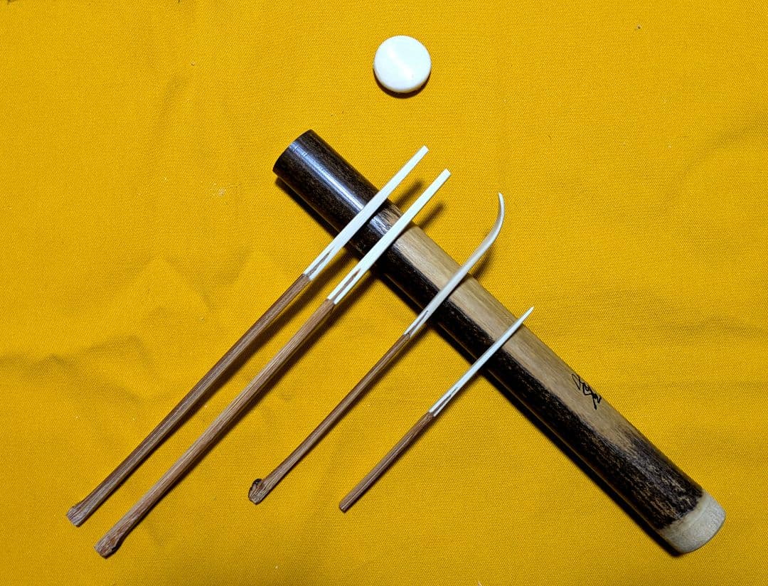 閉店S.】本煤竹挟継茶杓・菓子箸・菓子切 3点セット