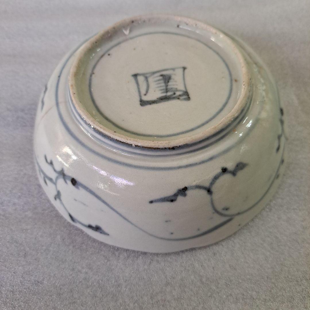 呉須　初期伊万里　食らわんか膳皿　呉須染付　五弁花　角福