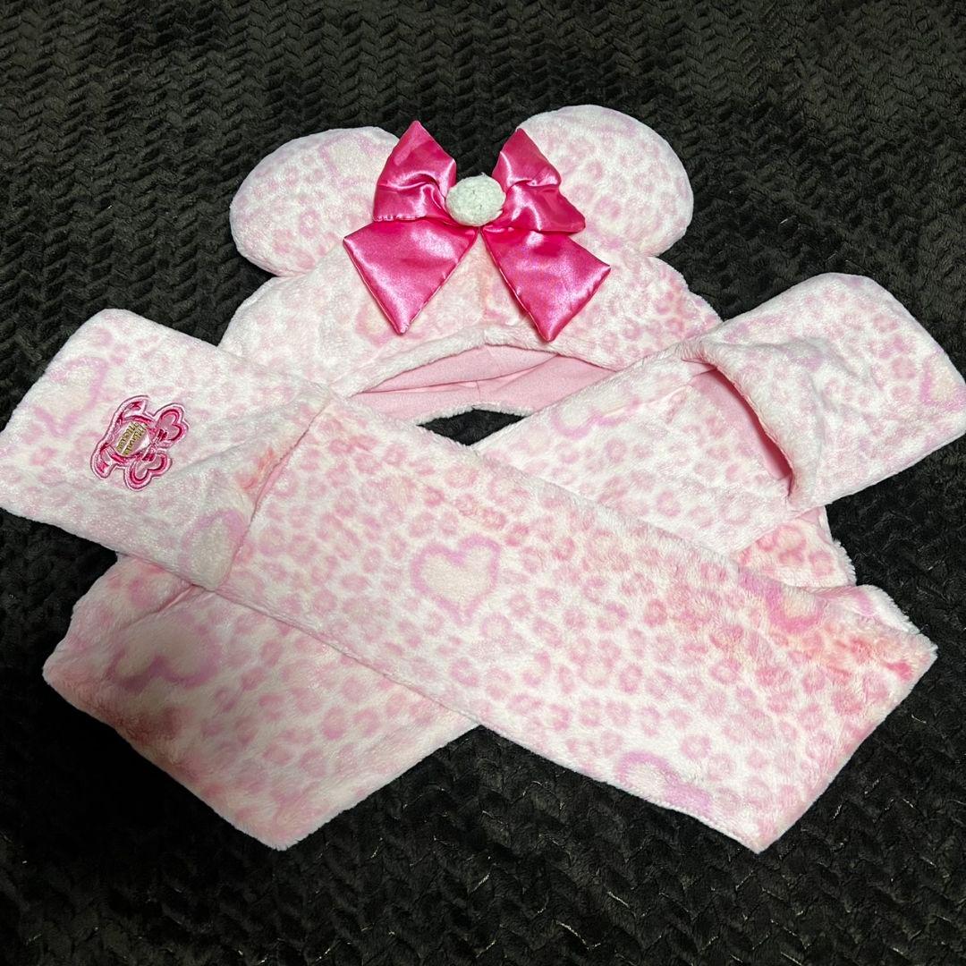 ディズニーリゾート ミニーファンキャップ マフラー ヒョウ柄