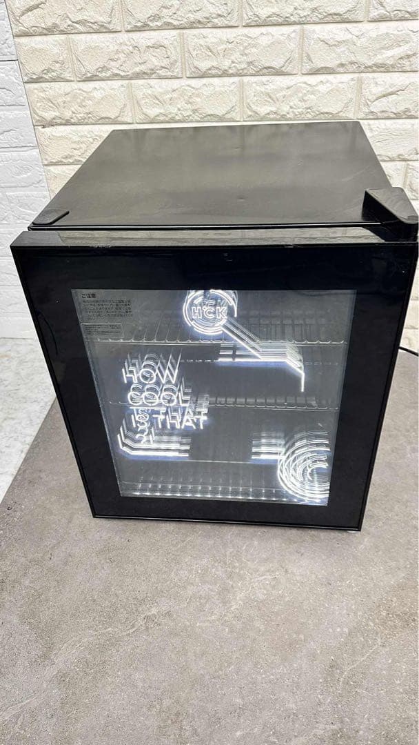 【セール】HCK 冷蔵庫 44L ドリンク用RGB LEDネオン 透明ガラスドア