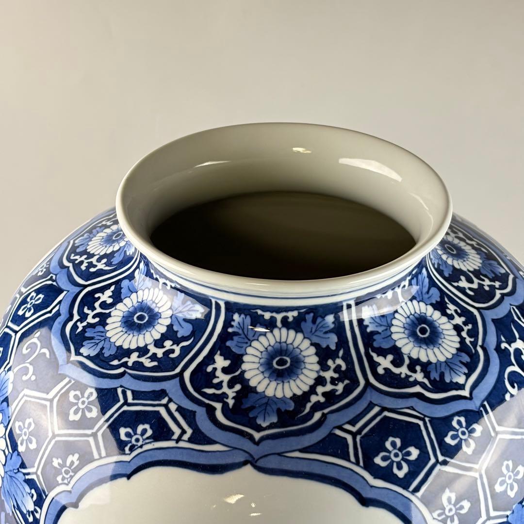 肥前 峯山 染付 大花瓶 高さ約45cm オブジェ 飾物 壷 壺 花器