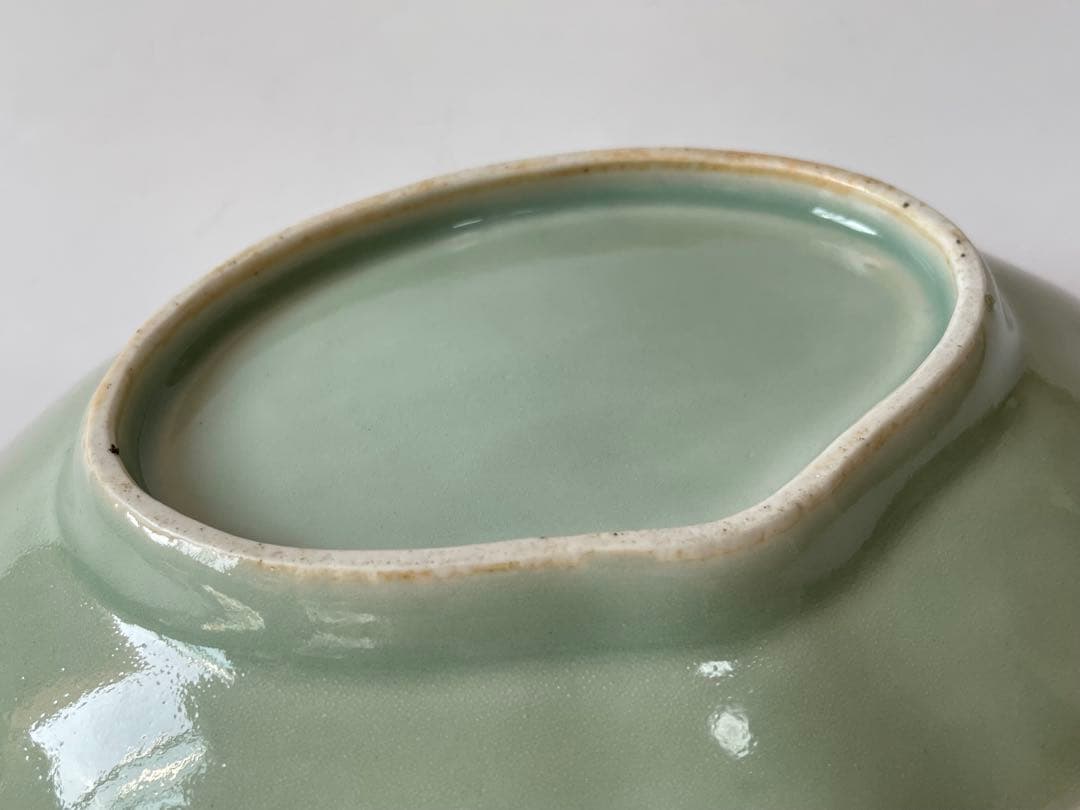 骨董 アンティーク 柿右衛門青磁色絵牡丹文変形皿 向付 皿 柿右衛門 工芸品