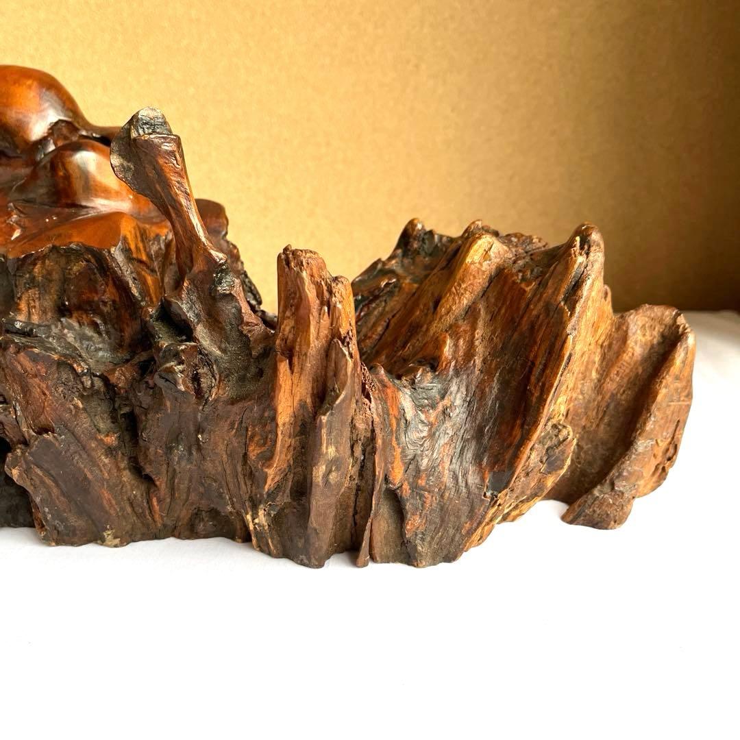 天然木 カエルの彫刻 流木 インテリア装飾 彫刻 美術品 骨董 幅60㎝ カエル