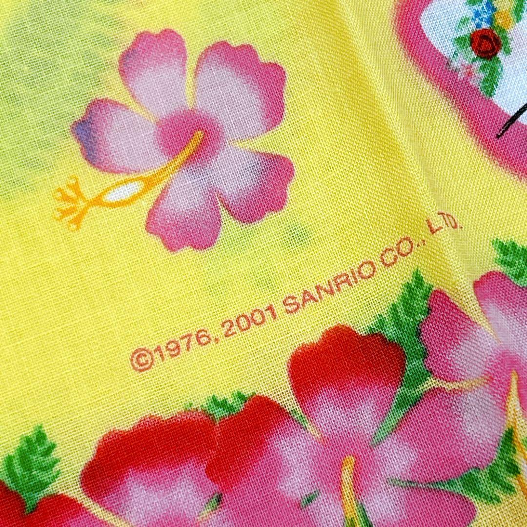 【新品】ハローキティ　ハイビスカス　トロピカル　バンダナ　大判ハンカチ　レトロ