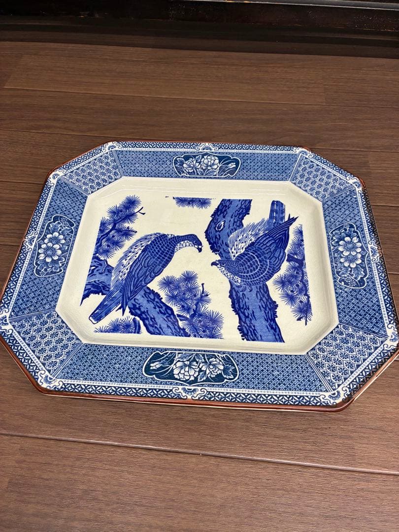 真生窯 八角大皿 花鳥図 染付 大皿 昭和レトロ 飾り皿 - メルカリ