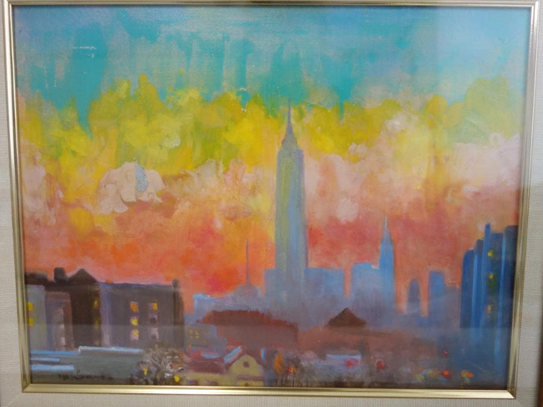 M▽斎藤光子 油彩 絵画 額縁 エンパイアを望む F6 (37908) - メルカリ