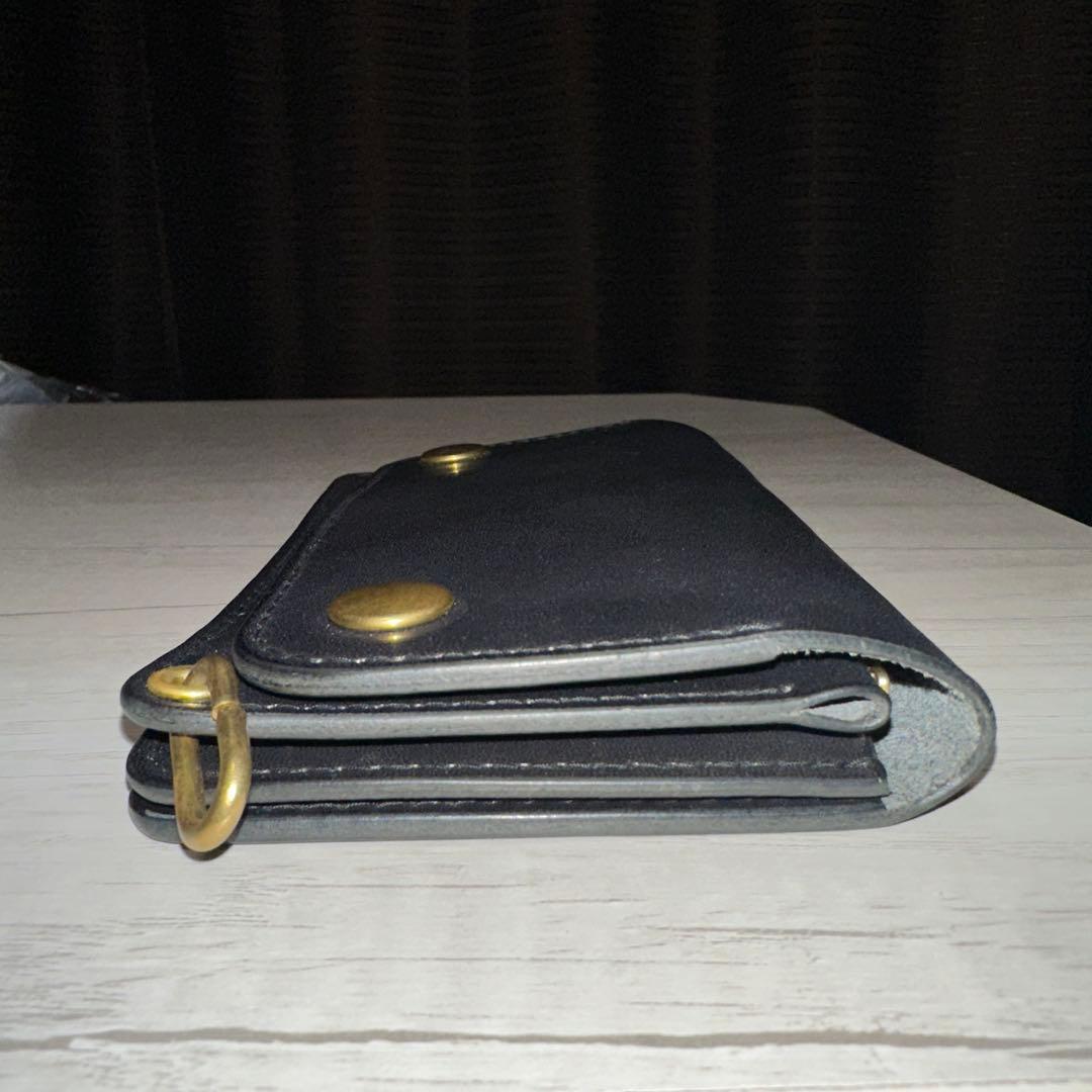 ミドル トラッカーウォレット カスタム 栃木レザー サドルレザー 黒 真鍮