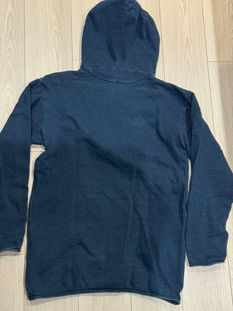 45Rインディゴ染フード付き Vネックパーカーサイズ3