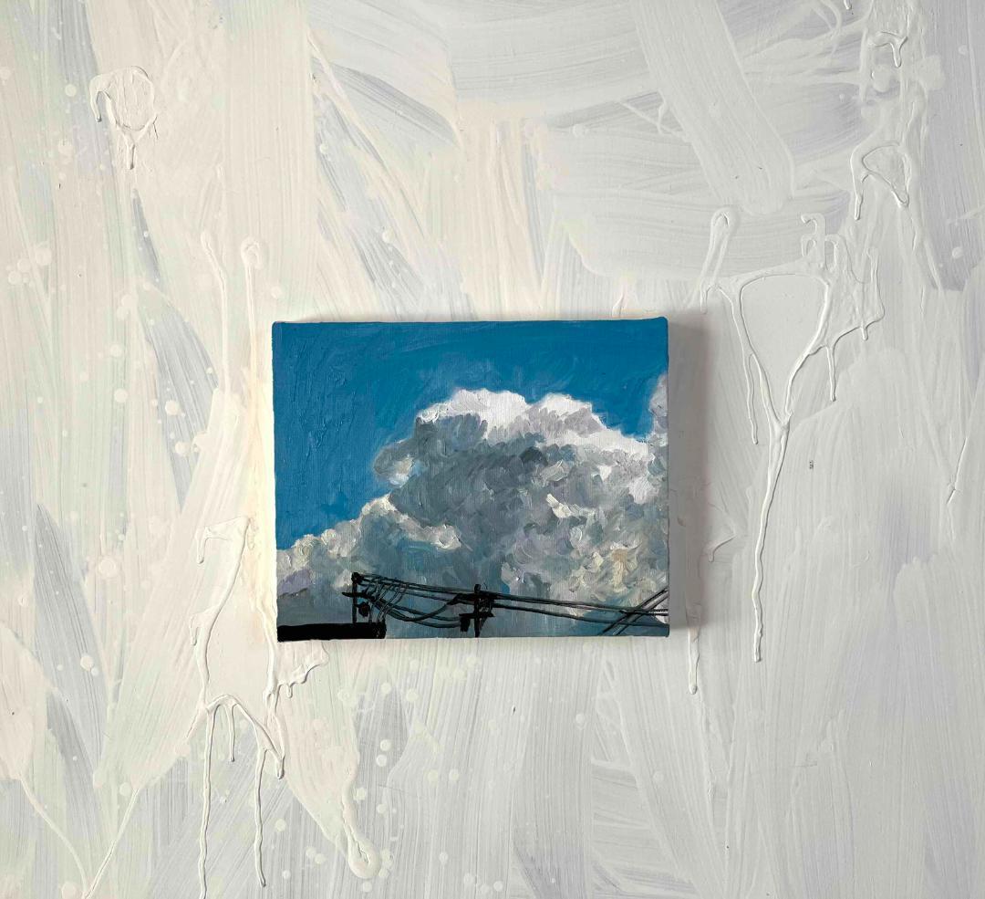 油彩画　原画「近所の風景　その2」アート　絵画 22×27㎝ F3　キャンバス