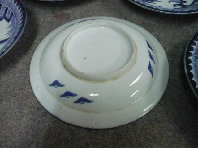 伊万里 風景図 染付 中皿 10枚 [B31363]