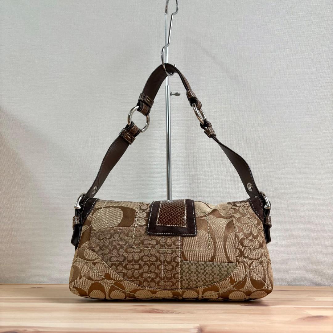 バッグ Coach Soho Suede Patchwork Python Bag