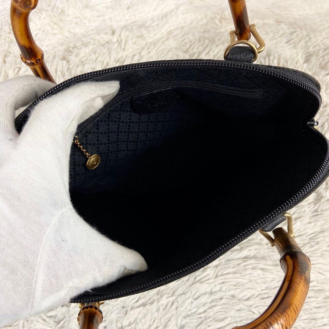 美品 オールドグッチ 2way スエード レザー バンブー 斜め掛け ブラック