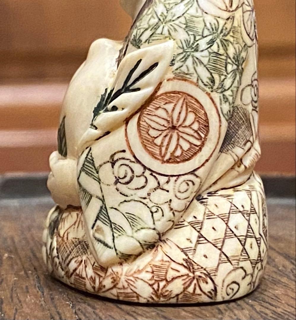 根付 唐子と桃 吉祥彫刻 細密細工 天然素材 ヴィンテージ レア 台湾茶器