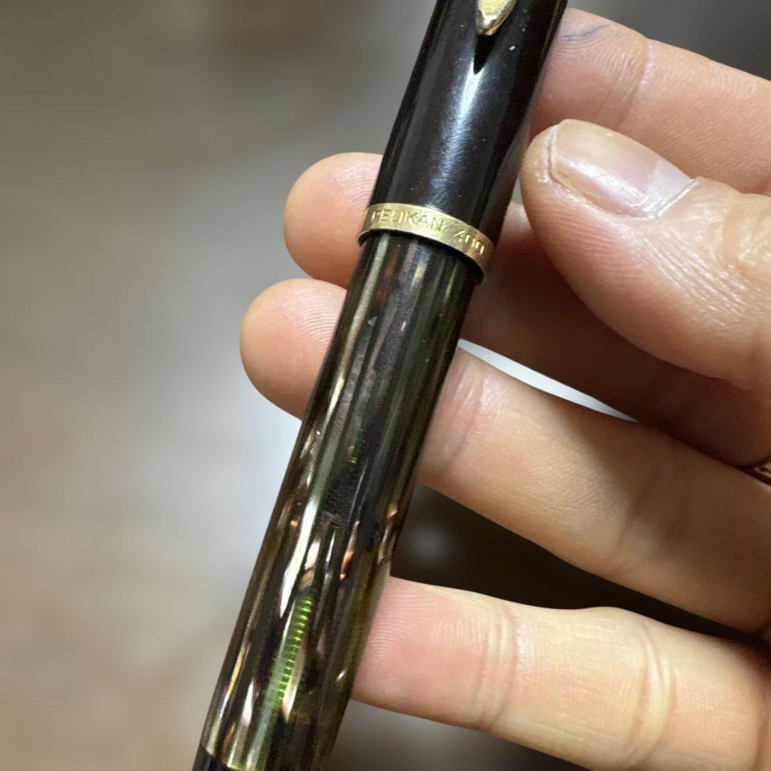 ペリカン400NN M&K 茶縞 万年筆 14C 字幅EF（極細字）　14K
