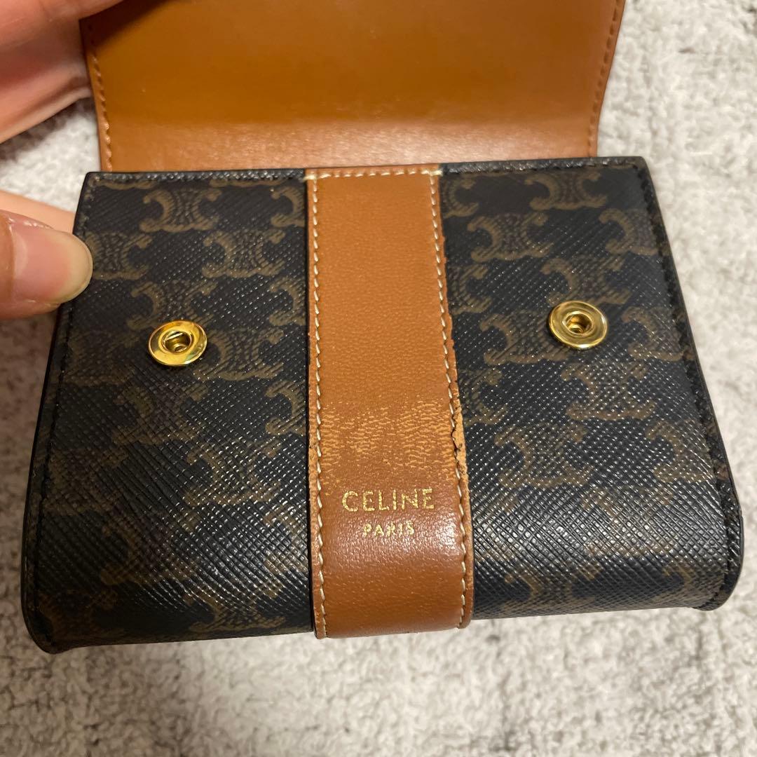 CELINE 三つ折り財布 ブラック ブラウン