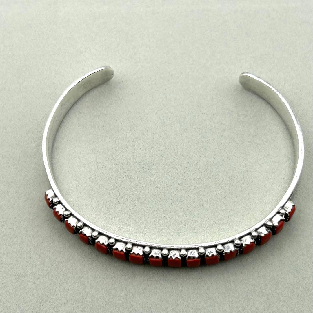 STERLING スターリング バングル 赤珊瑚？ インディアンジュエリー